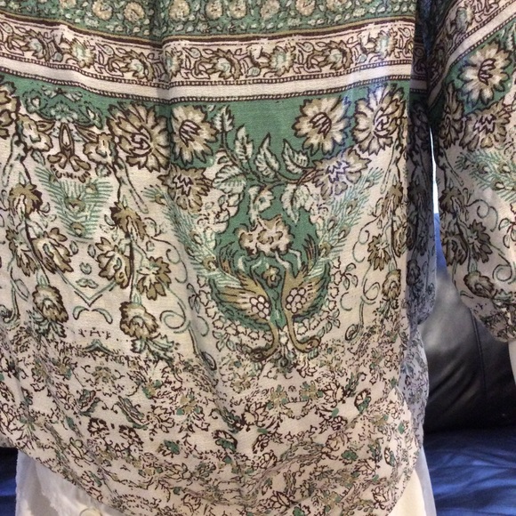 Lucky Brand Paisley Kelly Peasant Top 100% viscose - Picture 5 of 11